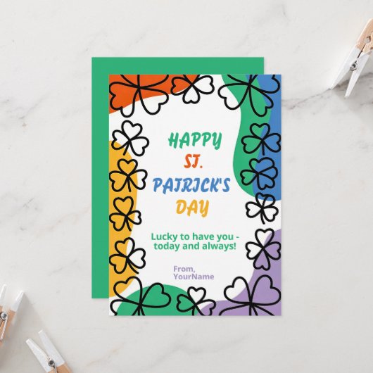 Happy St. Patrick's Day Retro Greeting Card 招待状 (正面/裏面インサイチュ)