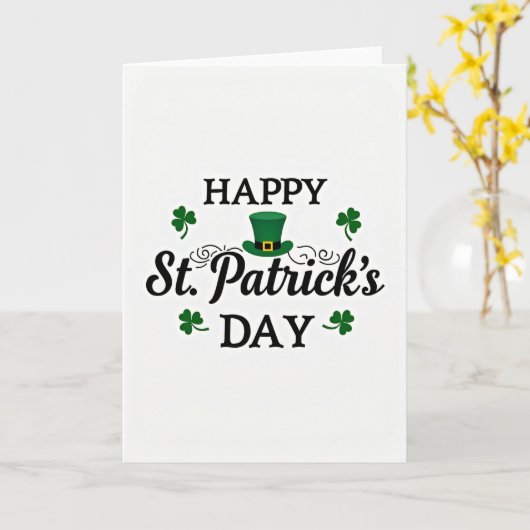 Happy St Patricks Day Script Card カード (黄色い花)