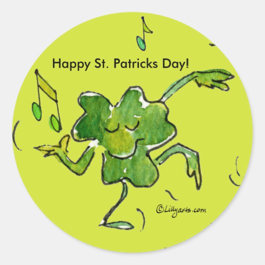 Happy St. Patricks Day Shamrockステッカー ラウンドシール (正面)