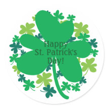Happy St. Patrick's Day Shamrock Clover Stickers