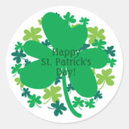 Happy St. Patrick's Day Shamrock Clover Stickers ラウンドシール