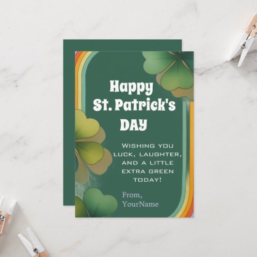 Happy St. Patrick's Day Shamrock Greeting Card 招待状 (正面/裏面インサイチュ)