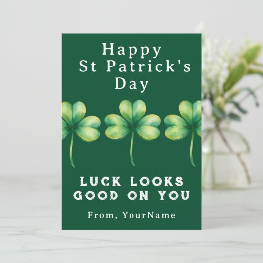 Happy St Patrick's Day Shamrock Greeting Card 招待状 (スタンド正面)