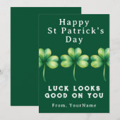 Happy St Patrick's Day Shamrock Greeting Card 招待状 (正面/裏面)