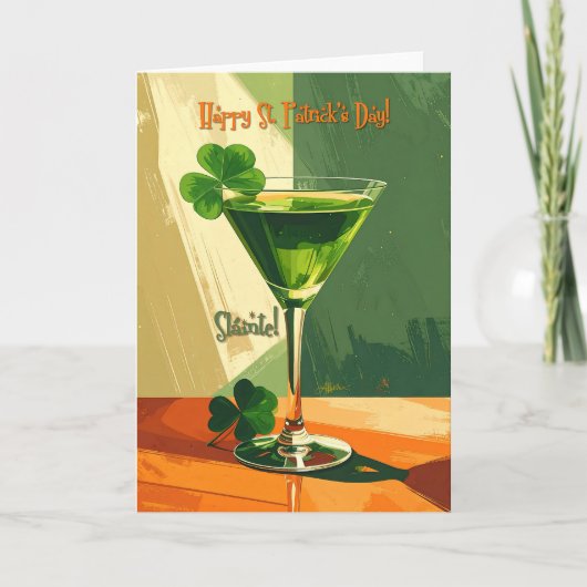 Happy St. Patrick's Day Shamrock Martini カード (正面)