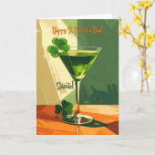 Happy St. Patrick's Day Shamrock Martini カード (黄色い花)