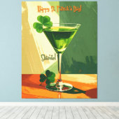 Happy St. Patrick's Day Shamrock Martini  キャンバスプリント (インサイチュ (ウッドフロア))