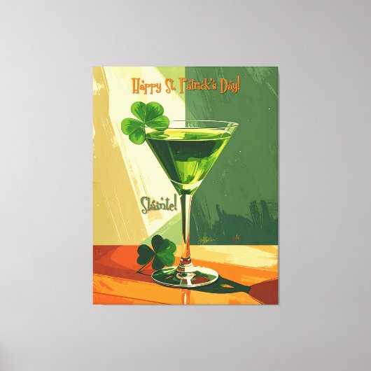 Happy St. Patrick's Day Shamrock Martini  キャンバスプリント (正面)