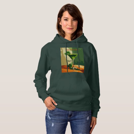 Happy St. Patrick's Day Shamrock Martini パーカ (正面フル)