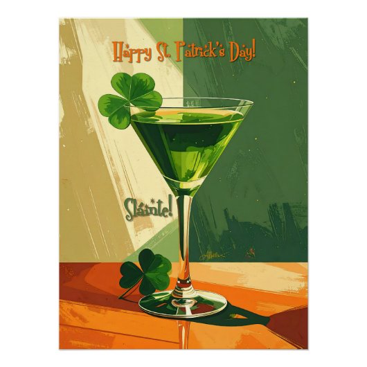 Happy St. Patrick's Day Shamrock Martini  ポスター (正面)