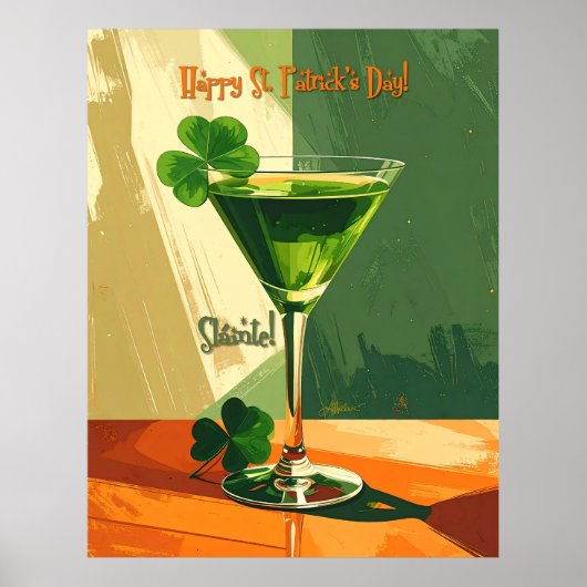 Happy St. Patrick's Day Shamrock Martini  ポスター (正面)