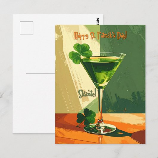 Happy St. Patrick's Day Shamrock Martini  ポストカード (正面/裏面)