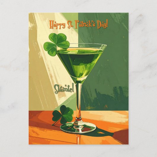 Happy St. Patrick's Day Shamrock Martini  ポストカード (正面)