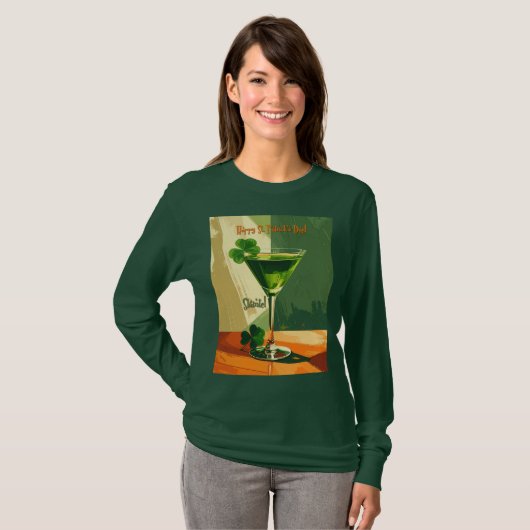 Happy St. Patrick's Day Shamrock Martini Tシャツ (正面フル)