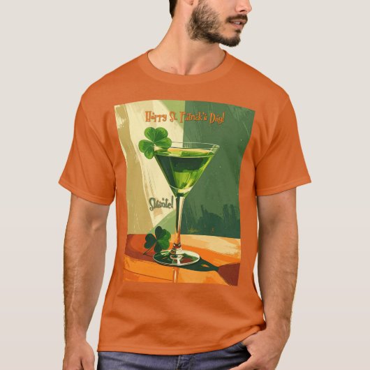 Happy St. Patrick's Day Shamrock Martini Tシャツ (正面)