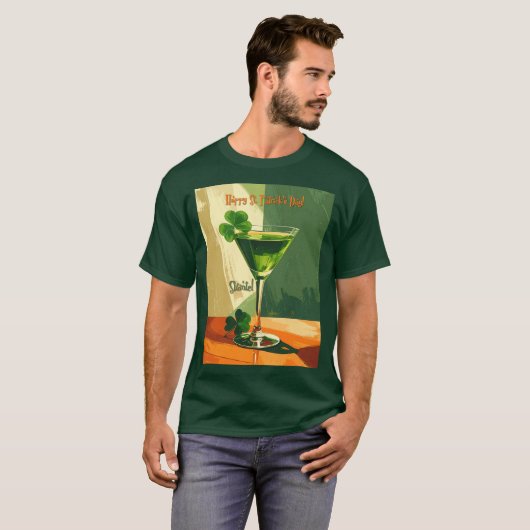 Happy St. Patrick's Day Shamrock Martini Tシャツ (正面フル)