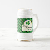Happy St. Patrick's Day, Shamrock Pattern ビールジョッキ (正面右)