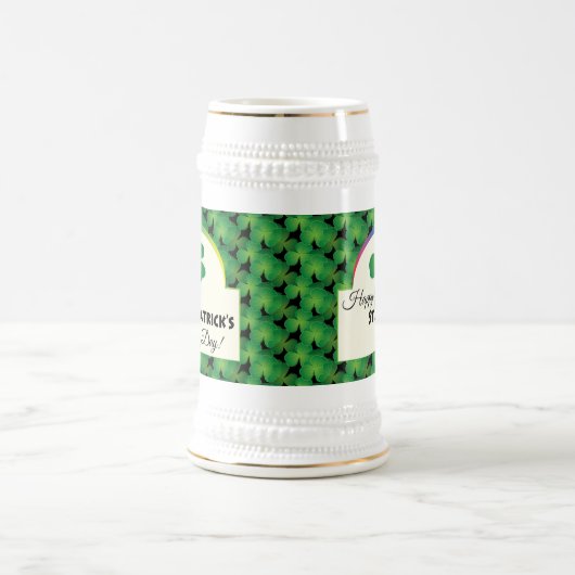 Happy St. Patrick's Day, Shamrock Pattern ビールジョッキ (中央)