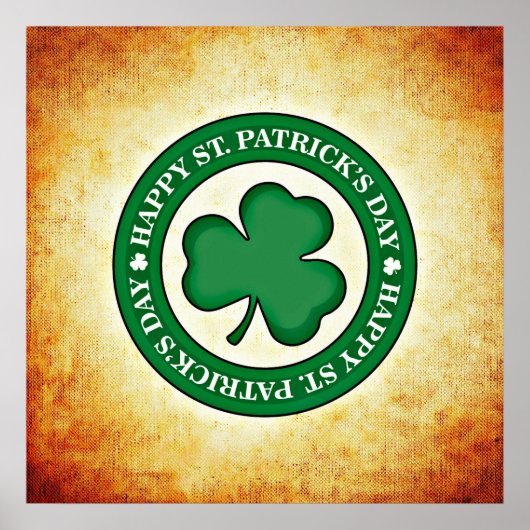 Happy St. Patrick's Day Shamrock Squareポスター ポスター (正面)