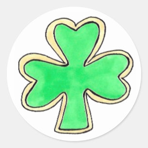 Happy St. Patrick's Day Shamrock Sugar Cookies ラウンドシール