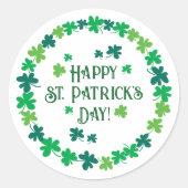 Happy St. Patrick's Day Shamrock Wreath Stickers ラウンドシール (正面)