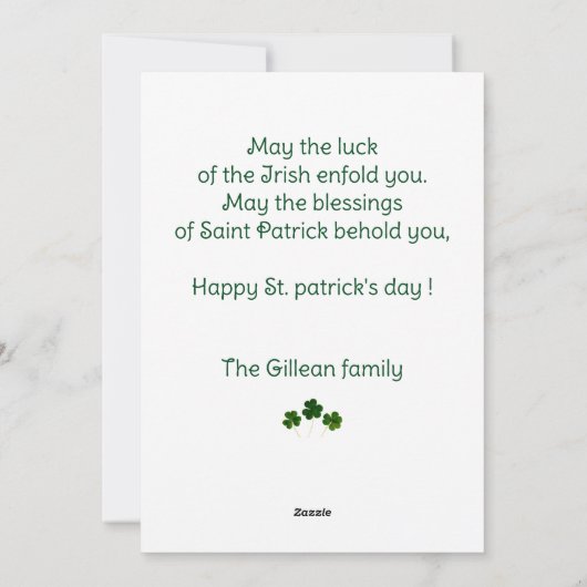 Happy St. patrick's day Shamrocksママ&ベビー写真 シーズンカード (裏面)