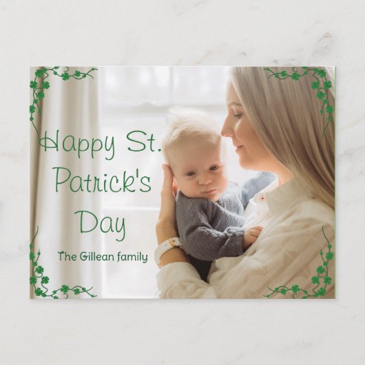 Happy St. patrick's day Shamrocksママ&ベビー写真 シーズンポストカード (正面)