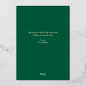 Happy St patricks day Shamrocks Family Photo 箔シーズンカード (裏面)