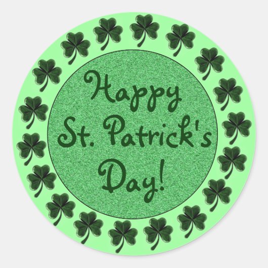 Happy St. Patrick's Day Shamrock's Stickers ラウンドシール (正面)