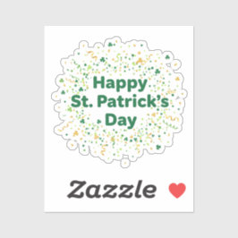 Happy St Patrick's Day Simple Green Gold Confetti  シール