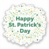 Happy St Patrick's Day Simple Green Gold Confetti  シール (正面)