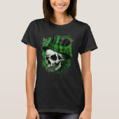 Happy St Patricks Day Skull C Green Shamrock 3 Tシャツ (正面)