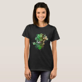 Happy St Patricks Day Skull C Green Shamrock 8 Tシャツ (正面フル)