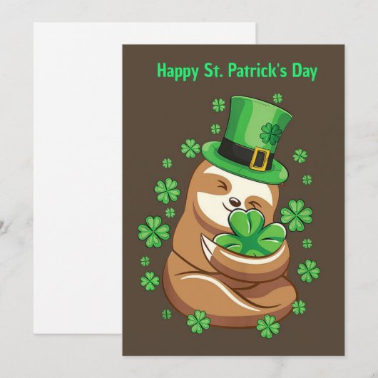 Happy St. Patrick's Day Slothの招待 招待状 (正面/裏面)