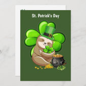 Happy St. Patrick's Day Slothの招待 招待状 (正面/裏面)