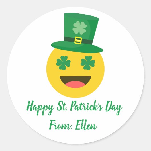 Happy St. Patricks Day Sticker- EMOJI ラウンドシール (正面)