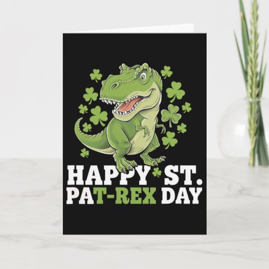 Happy St Patricks Day T-rex And Shamrocks St Patty カード (正面)