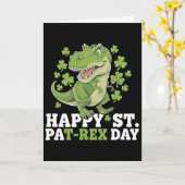 Happy St Patricks Day T-rex And Shamrocks St Patty カード (黄色い花)