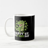 Happy St Patricks Day T-rex And Shamrocks St Patty コーヒーマグカップ (左)