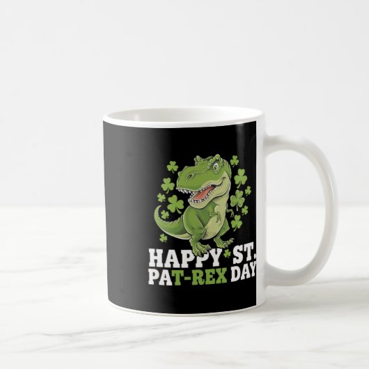 Happy St Patricks Day T-rex And Shamrocks St Patty コーヒーマグカップ (右)