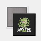 Happy St Patricks Day T-rex And Shamrocks St Patty マグネット (正面/裏面)