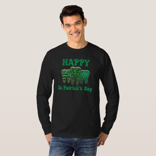 Happy St. Patrick's Day Teeth Dental Dentist Shamr Tシャツ (正面フル)