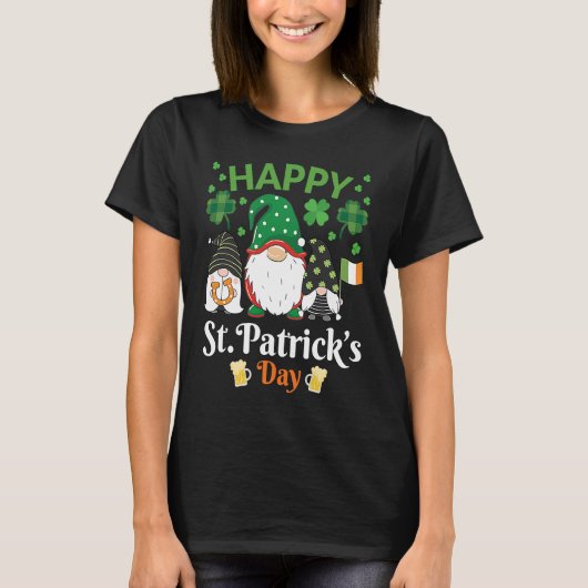 Happy St Patrick's Day Three Gnome Irish Flag Sham Tシャツ (正面)