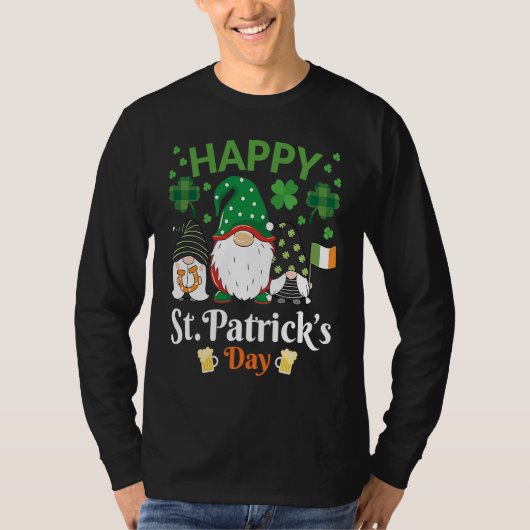 Happy St Patrick's Day Three Gnome Irish Flag Sham Tシャツ (正面)