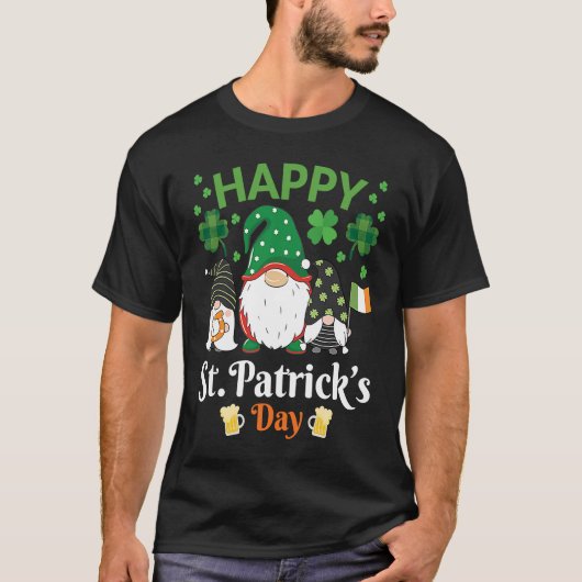 Happy St Patrick's Day Three Gnome Irish Flag Sham Tシャツ (正面)