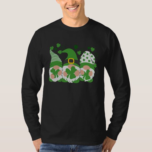 Happy St Patrick's Day Three Gnomes Lucky Shamrock Tシャツ (正面)