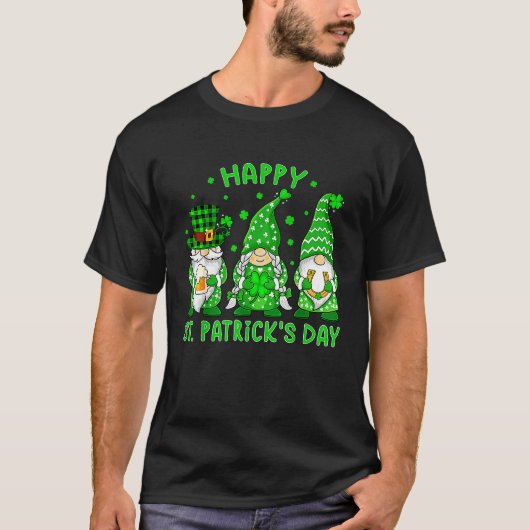 Happy St Patrick's Day Three Gnomes Shamrock Boys  Tシャツ (正面)