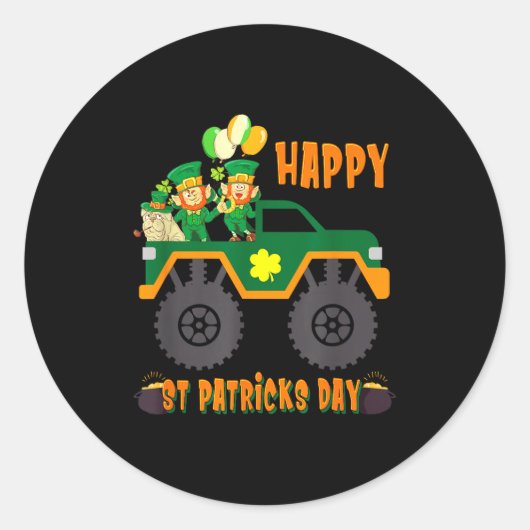 Happy St Patricks Day Toddler Boys Girls Monster T ラウンドシール (正面)