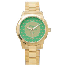 Happy St. Patrick's Day Watch (グリーン&金ゴールド)