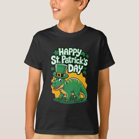Happy St Patrick's day with dino Tシャツ (正面)